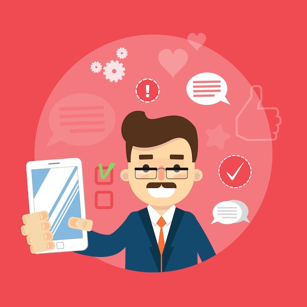 Social media banner, Man with smartphone