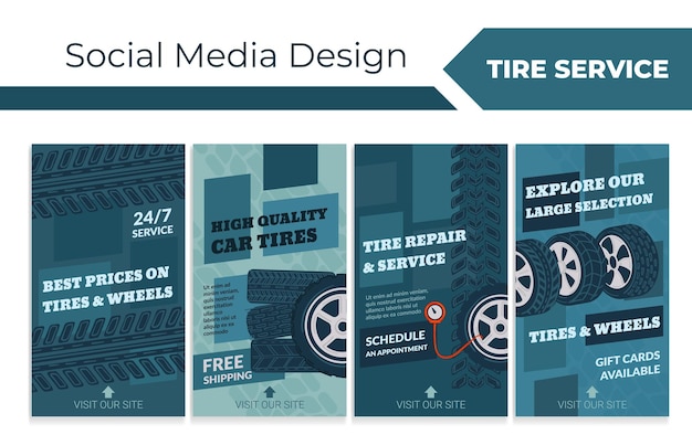 Social media banner set with tire service promo