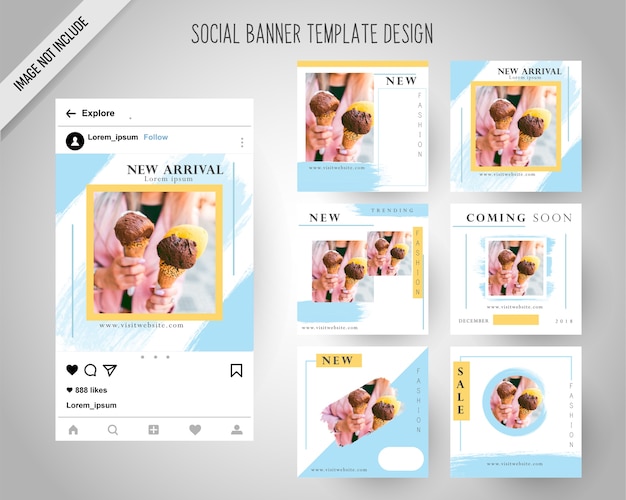 Social Media Banners template with brush style