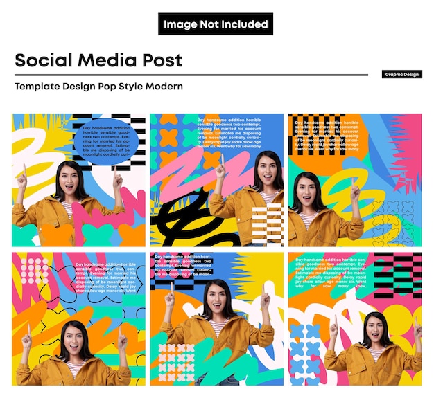 Vector social media bundle design color style trendy template