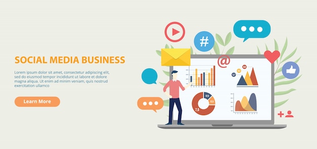 Social media business icon website template banner 