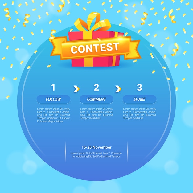 Social media contest template with gift box