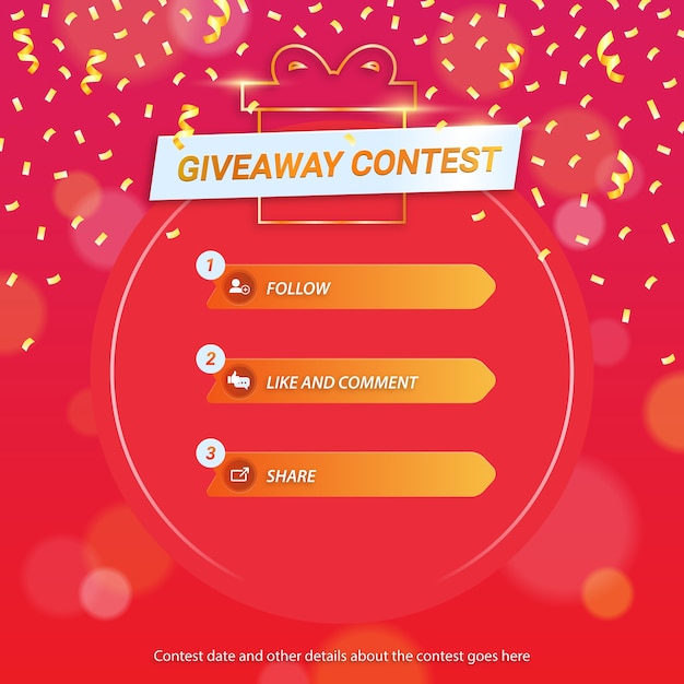 Social media contest template with steps