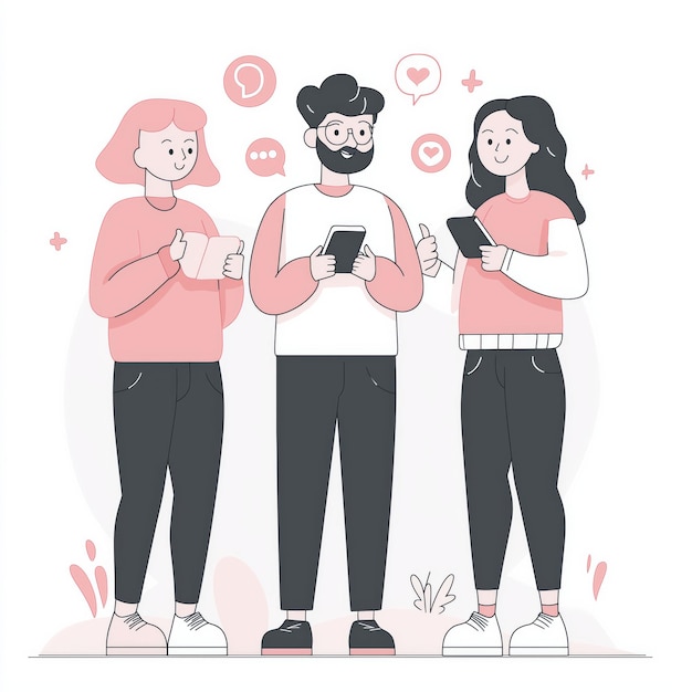 Vector social media couple illustration