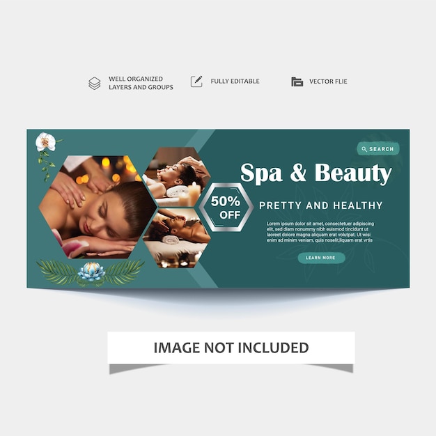 Vector social media cover banner for beauty spa skin clinic center cosmetic products