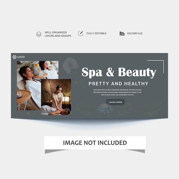 Vector social media cover banner for beauty spa skin clinic center cosmetic products