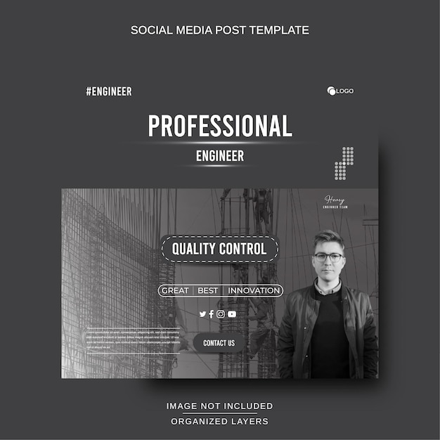 Vector social media design for professional engineer posts