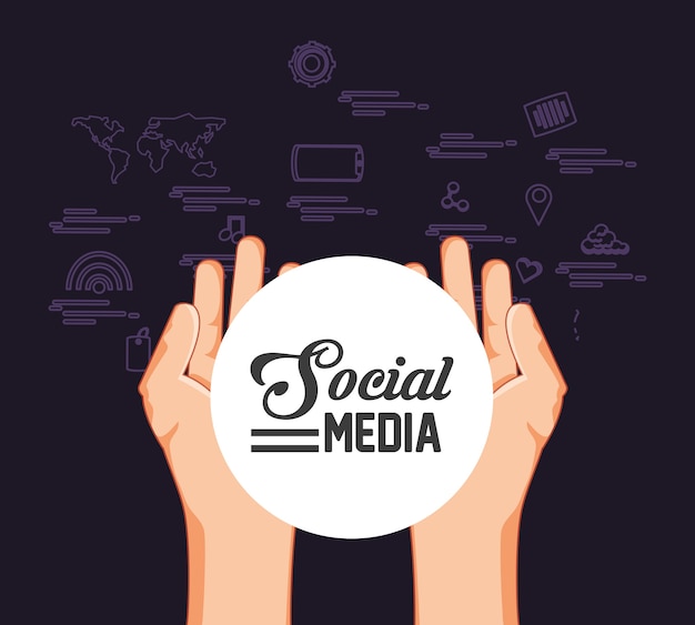 social media design with hands 