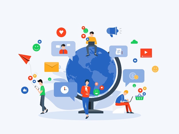 social media and digital marketing online connection concept