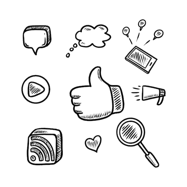 Social media doodle icon hand drawn