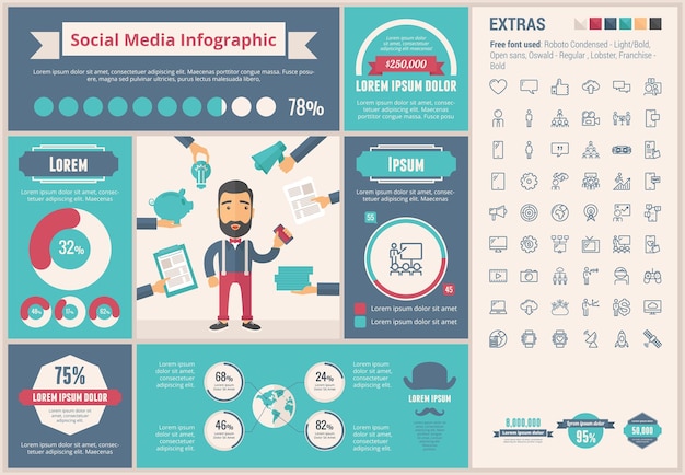 Social Media flat design Infographic Template