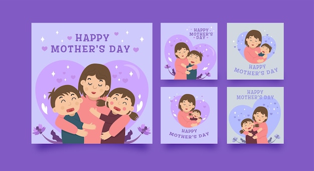 Social Media Flat Happy Mothers Day