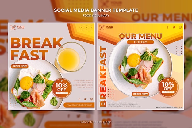 Social media food culinary post and banner template