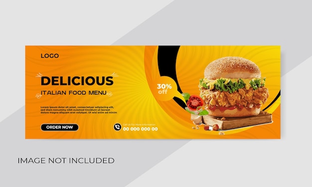 Social media food design Restaurant banner post template for business promotion