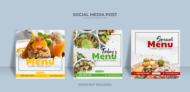 Social media food design restaurant social media post template Premium Vector