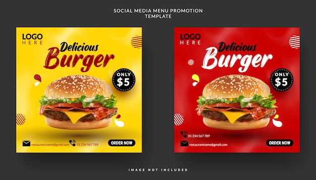 Social media food menu promotion template