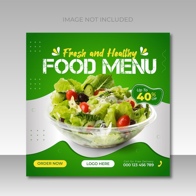 Social media food post design template or web banner