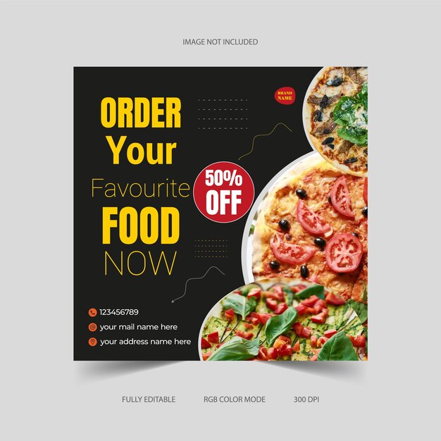 Vector social media food template design