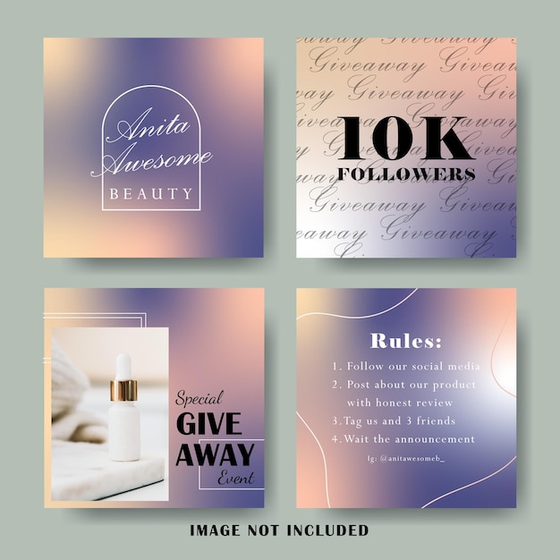 Social Media Giveaway Post Template with Purple Yellow Gradients Background