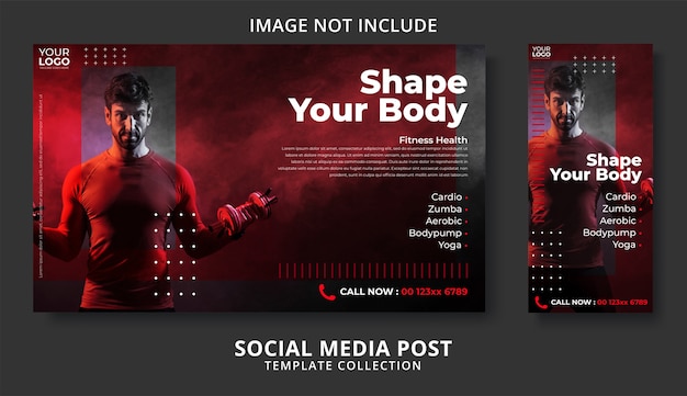 Social media gym fitness banner template