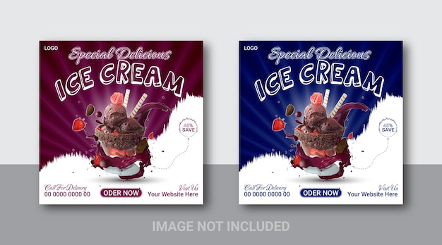 Vector social media icecream post design template