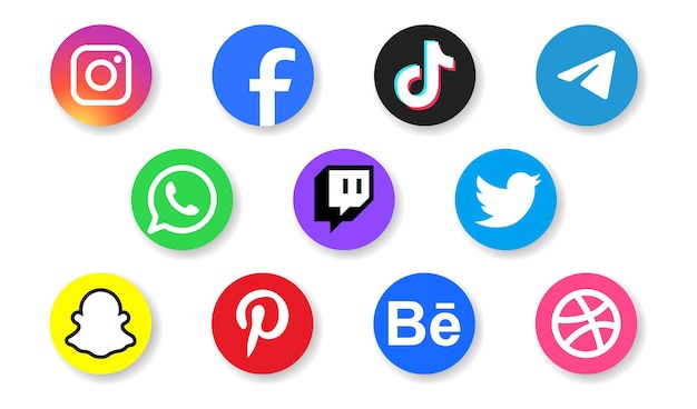 Social media icon logo set Social media symbol collection EPS 10