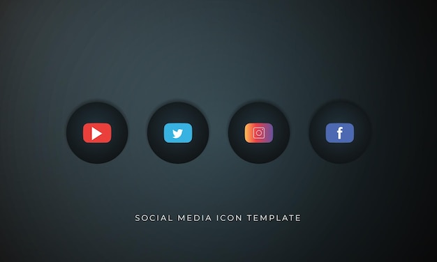 Social media icon in premium gradient black background