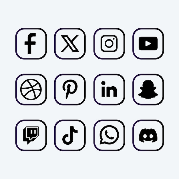 Vector social media icon set vector logos with x logo