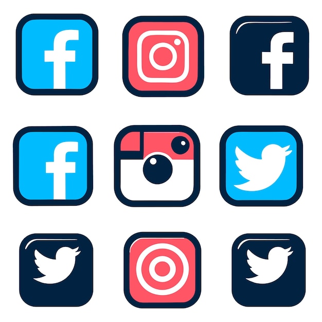 social media icons collections vector illustrations