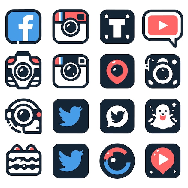 social media icons collections vector illustrations