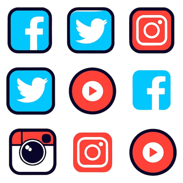 social media icons collections vector illustrations