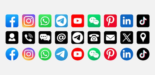 social media icons flat logo collection Free vector