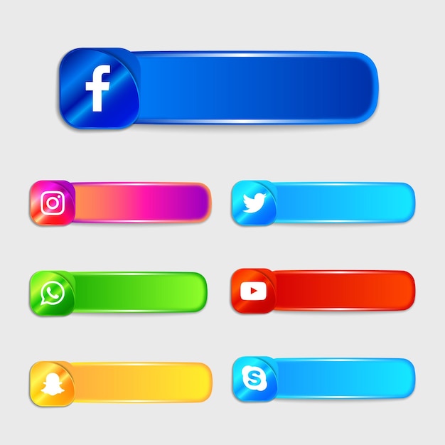 Social media icons labels collection pack