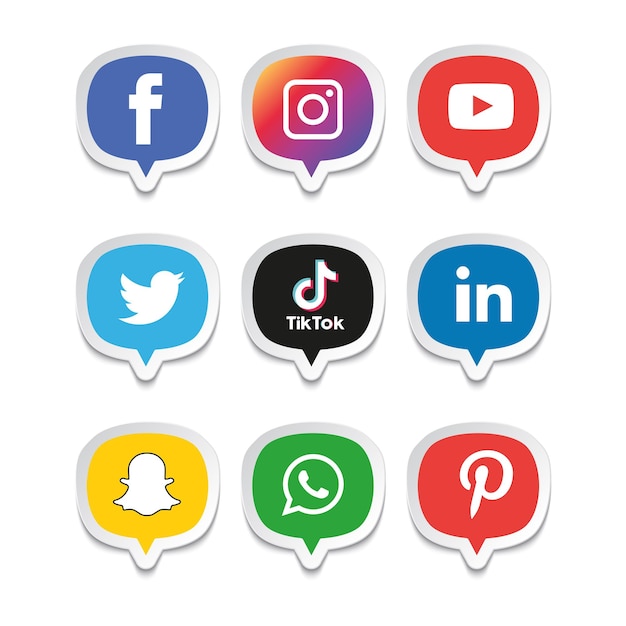 Social media icons set Logo Vector Illustrator