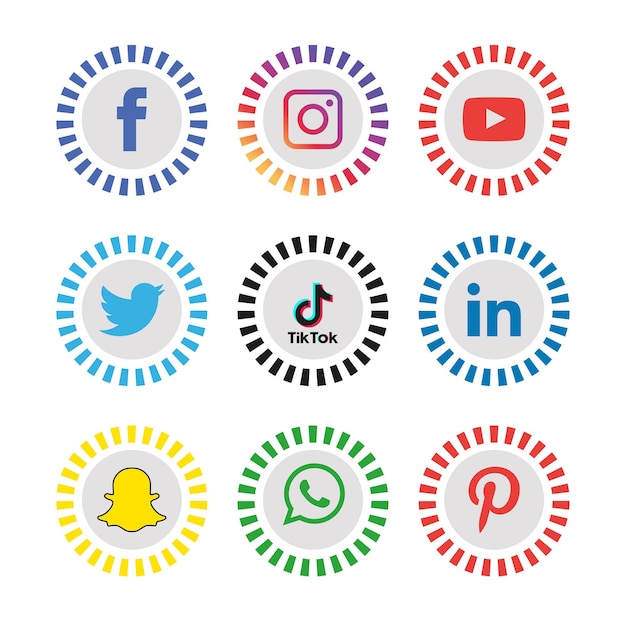 Social media icons set Logo Vector Illustrator