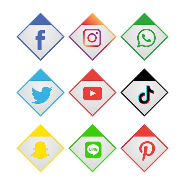 Social media icons set Logo Vector Illustrator