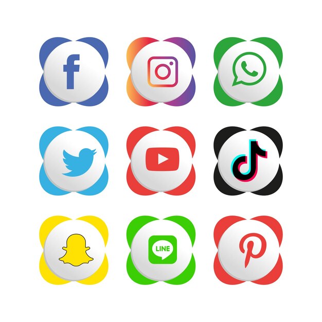 Social media icons set Logo Vector Illustrator