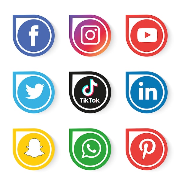 Social media icons set Logo Vector Illustrator