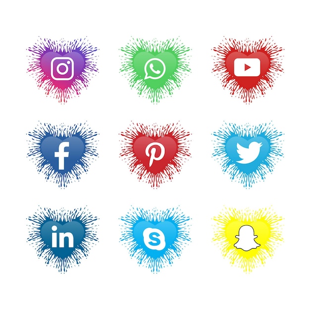 Social media icons social media logo collection with love shape