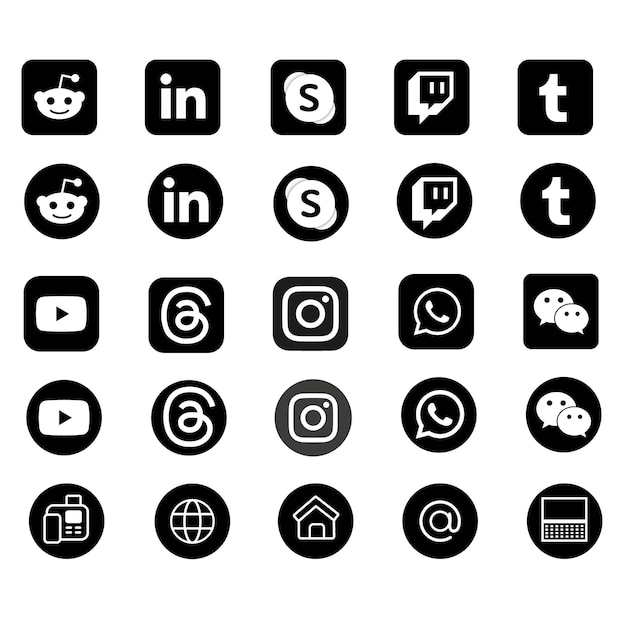 social media icons social media us set Web icons call location globe world message mail address