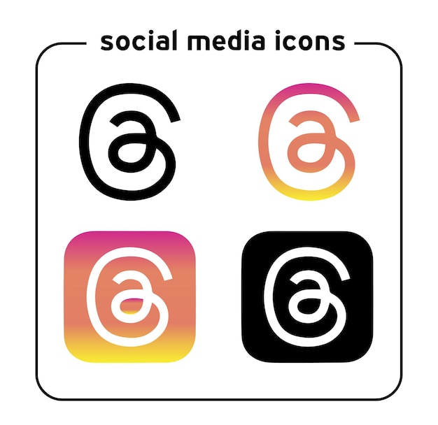 Social media icons Threads X and Facebook