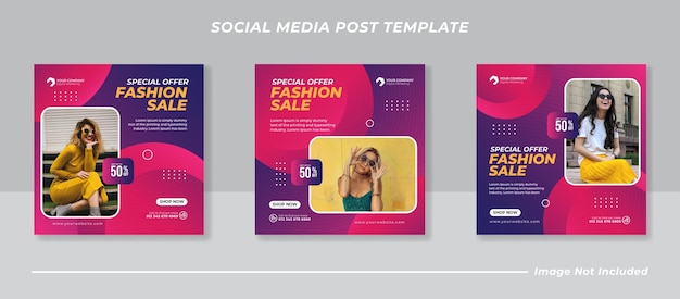 Social media instagram feed post fashion sale banner template