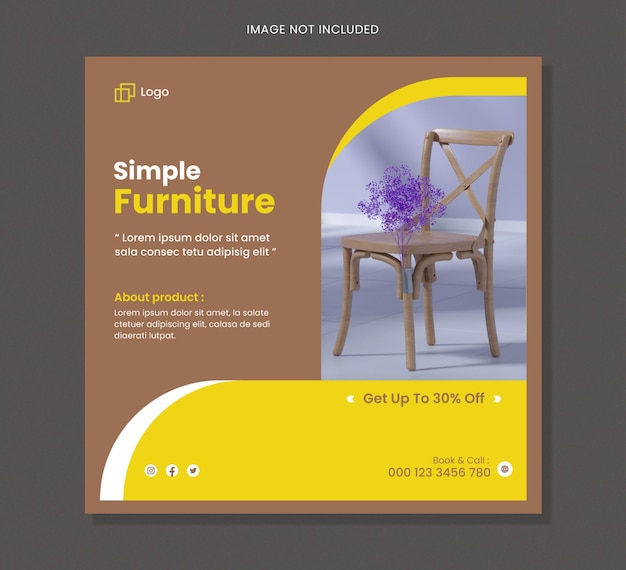 Social media instagram feed post furniture sale or banner template Premium Vector