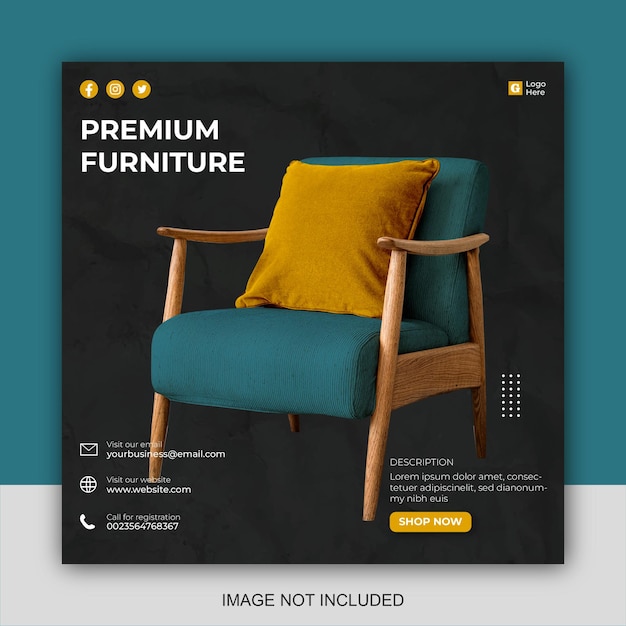 Social media instagram feed post furniture sale banner template