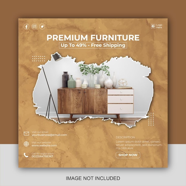 Social media instagram feed post furniture sale banner template