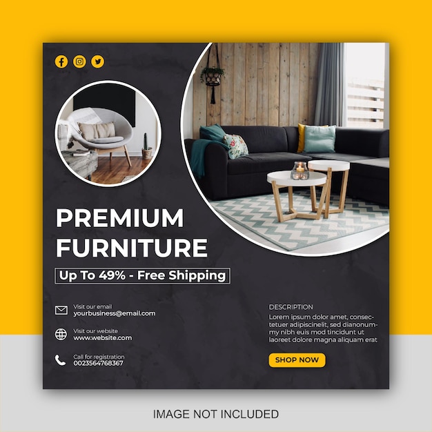 Social media instagram feed post furniture sale banner template