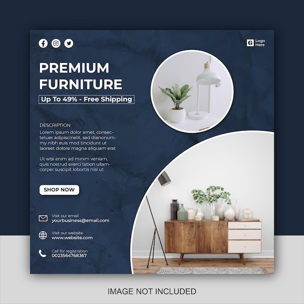 Social media instagram feed post furniture sale banner template