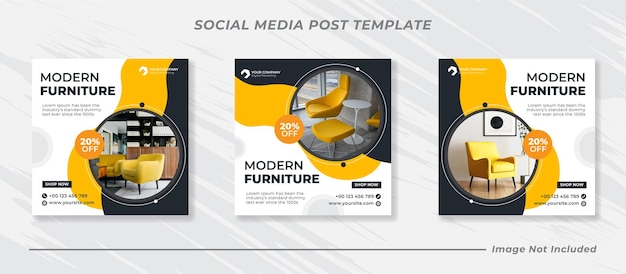 Social media instagram feed post furniture sale banner template