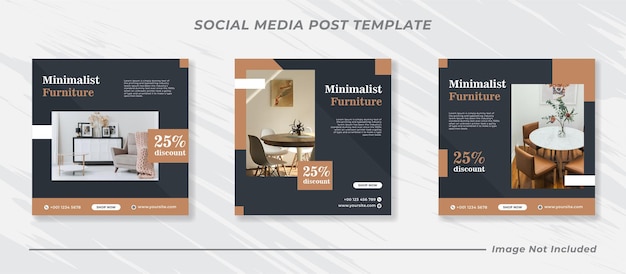 Social media instagram feed post furniture sale banner template