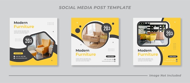 Social media instagram feed post furniture sale banner template